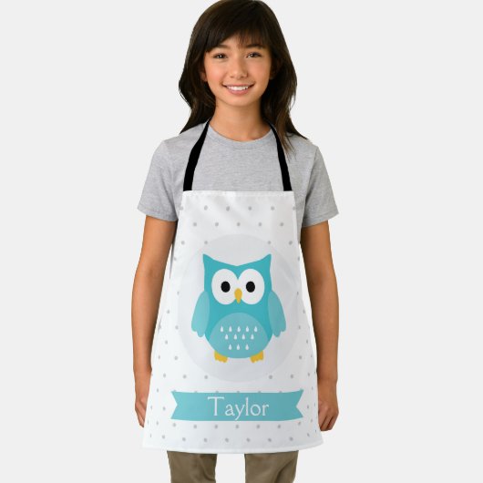 Speciaal gepersonaliseerde Cute Owl Kinder Apron Schort (Insitu)