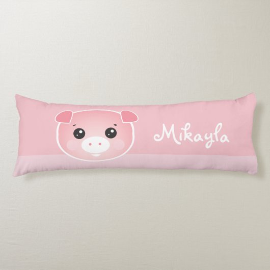 Speciaal gepersonaliseerde Cute Pink Kawaii PigNaa Lichaamskussen (Voorkant)