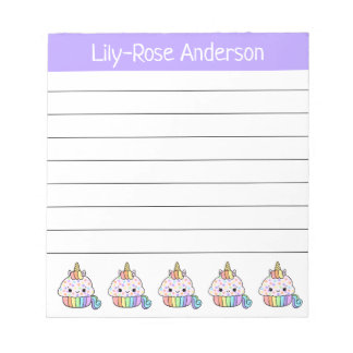 Speciaal gepersonaliseerde Cute Rainbow Unicorn Cu Notitieblok