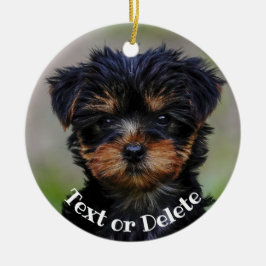 Speciaal gepersonaliseerde Cute Yorkie Puppy Keramisch Ornament