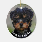 Speciaal gepersonaliseerde Cute Yorkie Puppy Keramisch Ornament (Links)