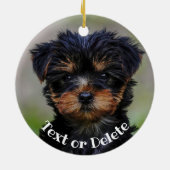 Speciaal gepersonaliseerde Cute Yorkie Puppy Keramisch Ornament (Achterkant)