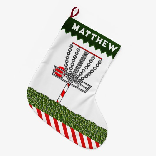 Speciaal gepersonaliseerde Disc Golf Holiday Gift Grote Kerstsok (Voorkant (Hangend))