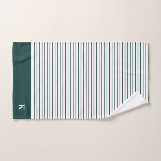 Speciaal gepersonaliseerde donkergroene stripte fa bad handdoek (Handdoek)