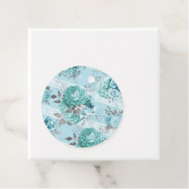 Speciaal gepersonaliseerde Elegant Blue Rozen Lace Bedankjes Labels