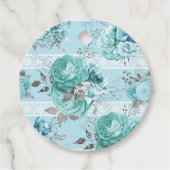 Speciaal gepersonaliseerde Elegant Blue Rozen Lace Bedankjes Labels (Voorkant)