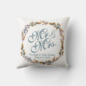 Speciaal gepersonaliseerde elegante Floral Wedding Kussen (Achterkant)