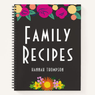 Speciaal gepersonaliseerde familie CookBook Floral Notitieboek