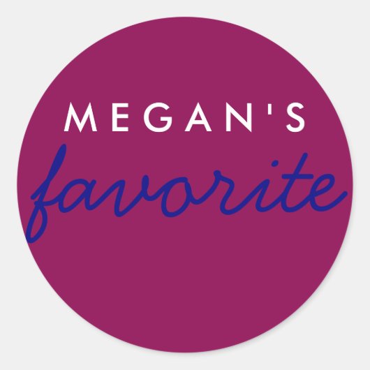 Speciaal gepersonaliseerde favoriete maroon Magent Ronde Sticker (Voorkant)