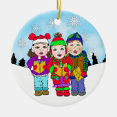 Speciaal gepersonaliseerde feestdag voor kerstkaar keramisch ornament (Voorkant)