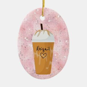 Speciaal gepersonaliseerde feestdag voor koffie keramisch ornament