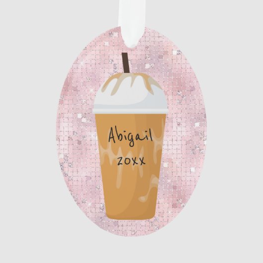 Speciaal gepersonaliseerde feestdag voor koffie ornament (achterkant)