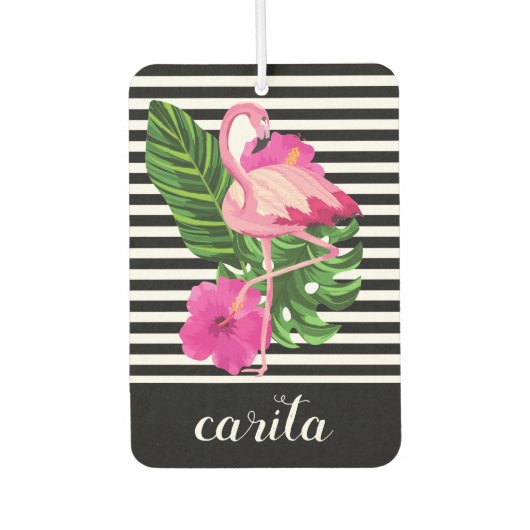 Speciaal gepersonaliseerde Flamingo Striped Air Fr Luchtverfrisser (Voorkant)