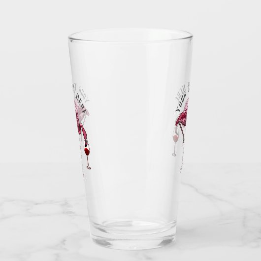 Speciaal gepersonaliseerde Flamingo Wine Drinker N Glas (Links)