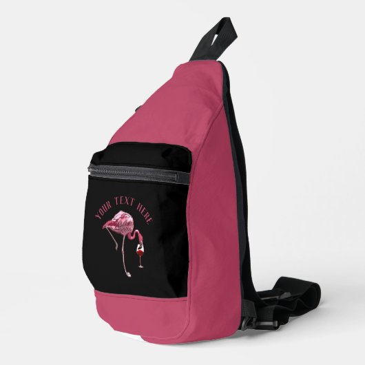 Speciaal gepersonaliseerde Flamingo Wine Drinker N Sling Bag (Rechterhoek)