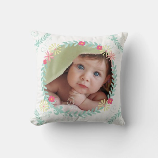Speciaal gepersonaliseerde Garland Floral Baby Fot Kussen (Voorkant)