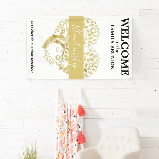 Speciaal gepersonaliseerde gezinshereniging Gold H Spandoek (Insitu)