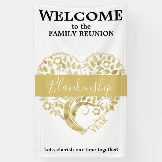 Speciaal gepersonaliseerde gezinshereniging Gold H Spandoek (Verticaal)