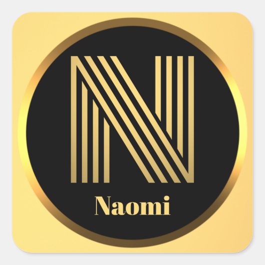 Speciaal gepersonaliseerde Gold Monogramed Letter  Vierkante Sticker (Voorkant)