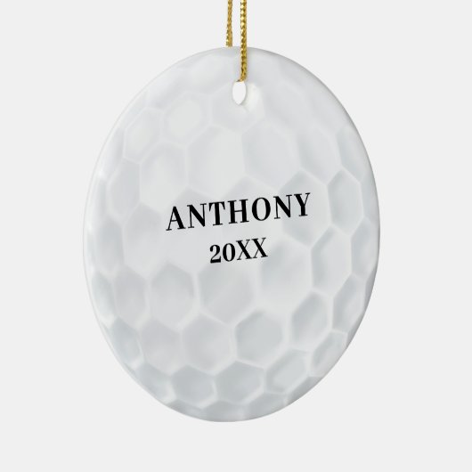speciaal gepersonaliseerde golfbal kerst keramisch ornament (Rechts)