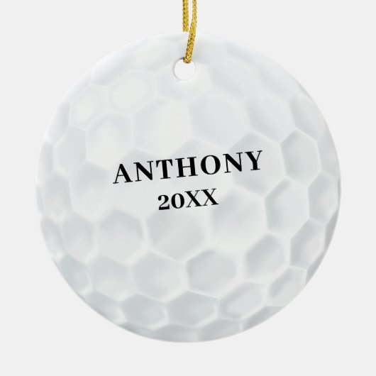 speciaal gepersonaliseerde golfbal kerst keramisch ornament (Voorkant)