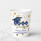 Speciaal gepersonaliseerde Graduation Party Blue G Papieren Bekers (Achterkant)