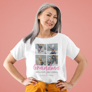 Speciaal gepersonaliseerde Grandma 4 Foto T-shirt
