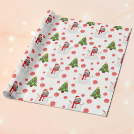Speciaal gepersonaliseerde, grappige foto-snowman cadeaupapier