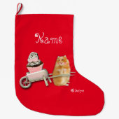 Speciaal gepersonaliseerde grappige hamster kersts grote kerstsok (Voorkant)