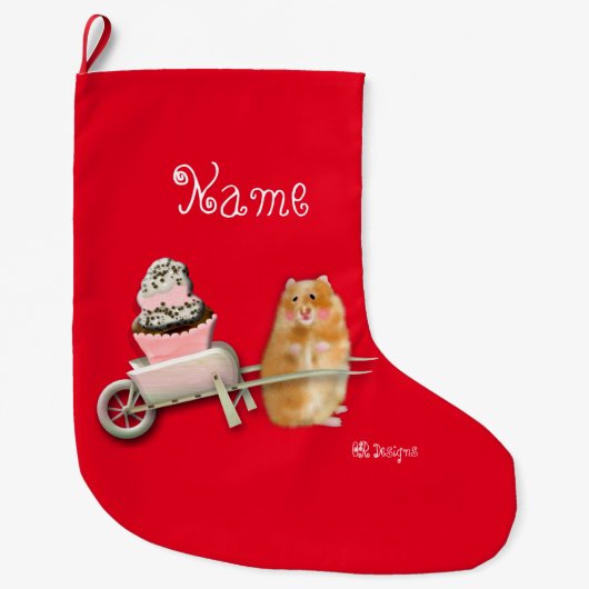 Speciaal gepersonaliseerde grappige hamster kersts grote kerstsok (Voorkant)
