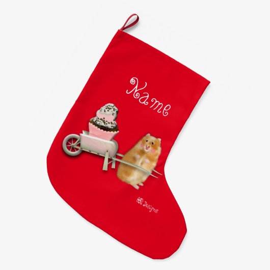 Speciaal gepersonaliseerde grappige hamster kersts grote kerstsok (Voorkant (Hangend))