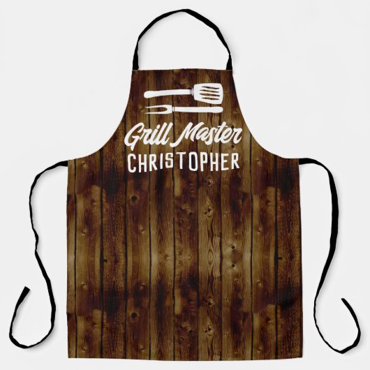 Speciaal gepersonaliseerde grill Master BBQ Rustic Schort (Voorkant)