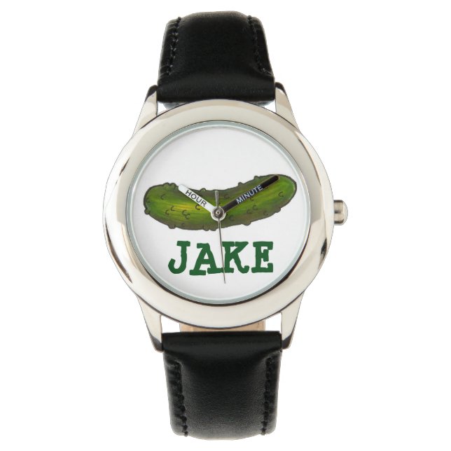 Speciaal gepersonaliseerde Groene Dill Pickle Pick Horloge (Voorkant)