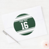 Speciaal gepersonaliseerde Groene en Witte Sportre Ronde Sticker (Envelop)