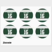 Speciaal gepersonaliseerde Groene en Witte Sportre Ronde Sticker (Vel)