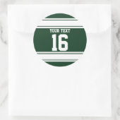 Speciaal gepersonaliseerde Groene en Witte Sportre Ronde Sticker (Tas)