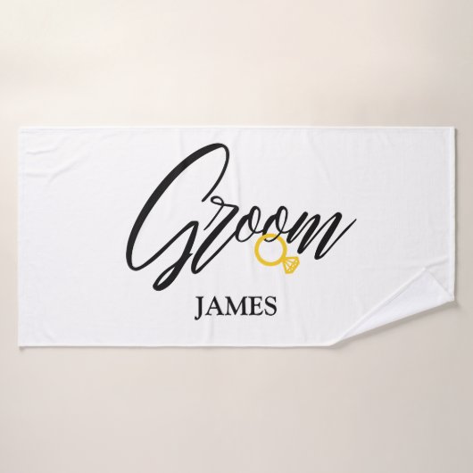 Speciaal gepersonaliseerde Groom's Name met gouden Badhanddoek (Badhanddoek)