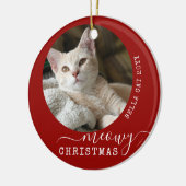 Speciaal gepersonaliseerde kat-fotomuis met kerstm keramisch ornament (Links)