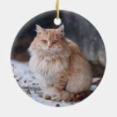 Speciaal gepersonaliseerde kat-fotomuis met kerstm keramisch ornament (Achterkant)