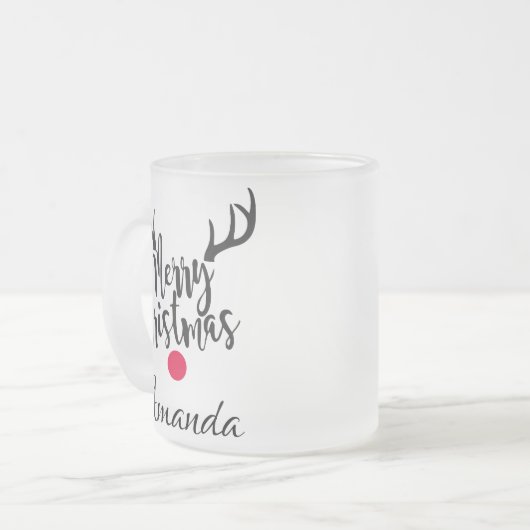 Speciaal gepersonaliseerde kerst render matglas koffiemok (Voorkant links)