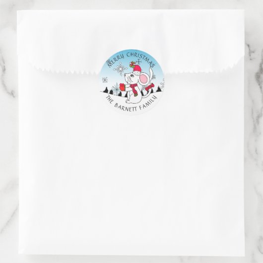 Speciaal gepersonaliseerde kerstboomkleermuis ronde sticker (Tas)