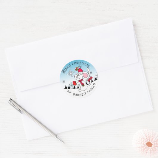 Speciaal gepersonaliseerde kerstboomkleermuis ronde sticker (Envelop)