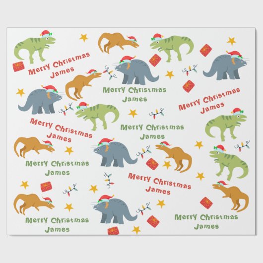 Speciaal gepersonaliseerde kerstkerst met de Dinos Cadeaupapier (Vlak)