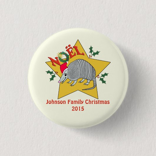 Speciaal gepersonaliseerde kerstkerst van Armadill Ronde Button 3,2 Cm (Voorkant)