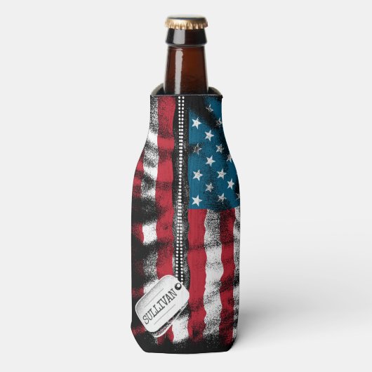 Speciaal gepersonaliseerde militaire Soldaat Dog-t Flesjeskoeler (Fles Voorkant)