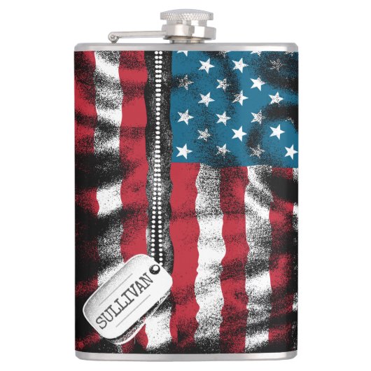 Speciaal gepersonaliseerde militaire Soldaat Dog-t Heupfles (Voorkant)