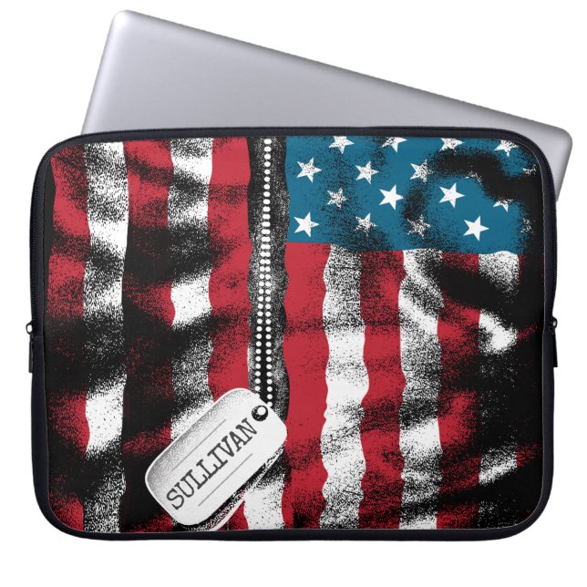 Speciaal gepersonaliseerde militaire Soldaat Dog-t Laptop Sleeve (Voorkant)