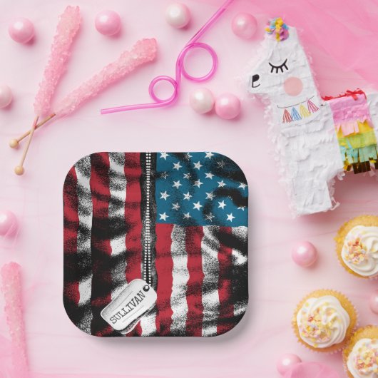 Speciaal gepersonaliseerde militaire Soldaat Dog-t Papieren Bordje (Feest)