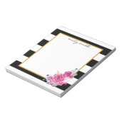 Speciaal gepersonaliseerde moderne Floral met zwar Notitieblok (Linkerzijde)