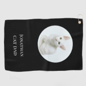 Speciaal gepersonaliseerde moderne kat papa zwarte golfhanddoek (Horizontaal)